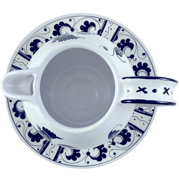 Peasant Village Ceramic Black & White Rooster Pitcher & Plate Set Made in Italy - Picture 2 of 11